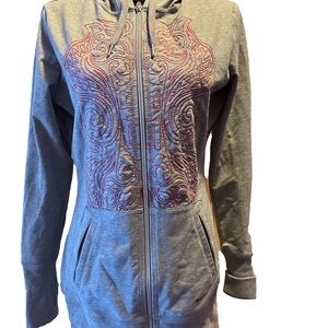 Gray Embroidered Hoodie